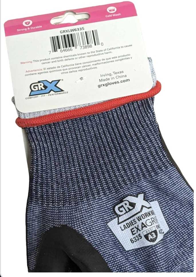 GRX Small Ladies Workwear Cut Resistant Level 3 Eco-Latex Glove