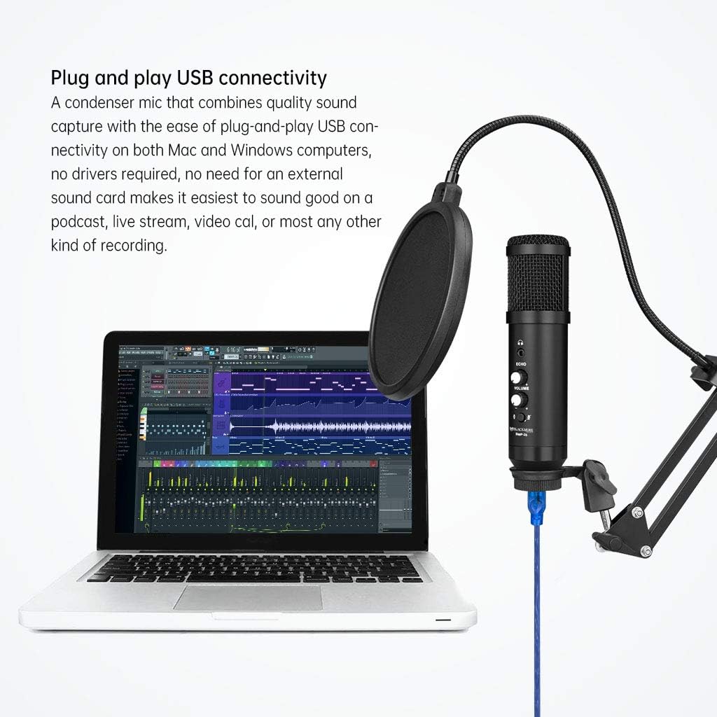Blackmore Pro Audio BMP-25 USB Condenser Microphone Kit for content creators, streamers, podcasters