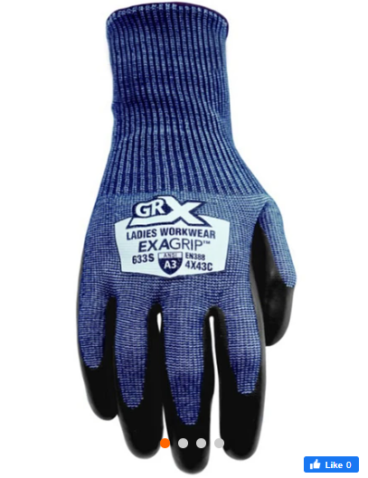 GRX All Season ExaGrip Ladies Workwear 12 pack LW633 Coated Work Gloves in Display in Size S