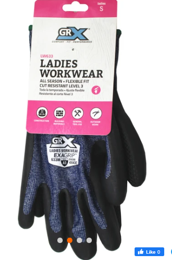 GRX All Season ExaGrip Ladies Workwear 12 pack LW633 Coated Work Gloves in Display in Size S