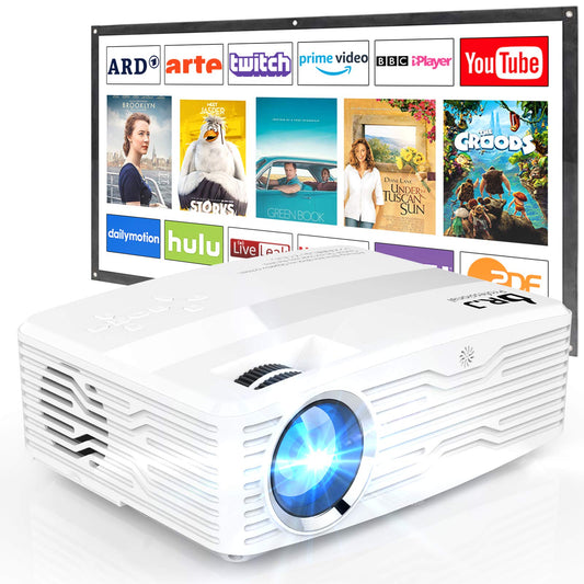 Indoor Outdoor Projector, Native 1080P Full HD, Max 300 Inches display,  100 inch projector screen included