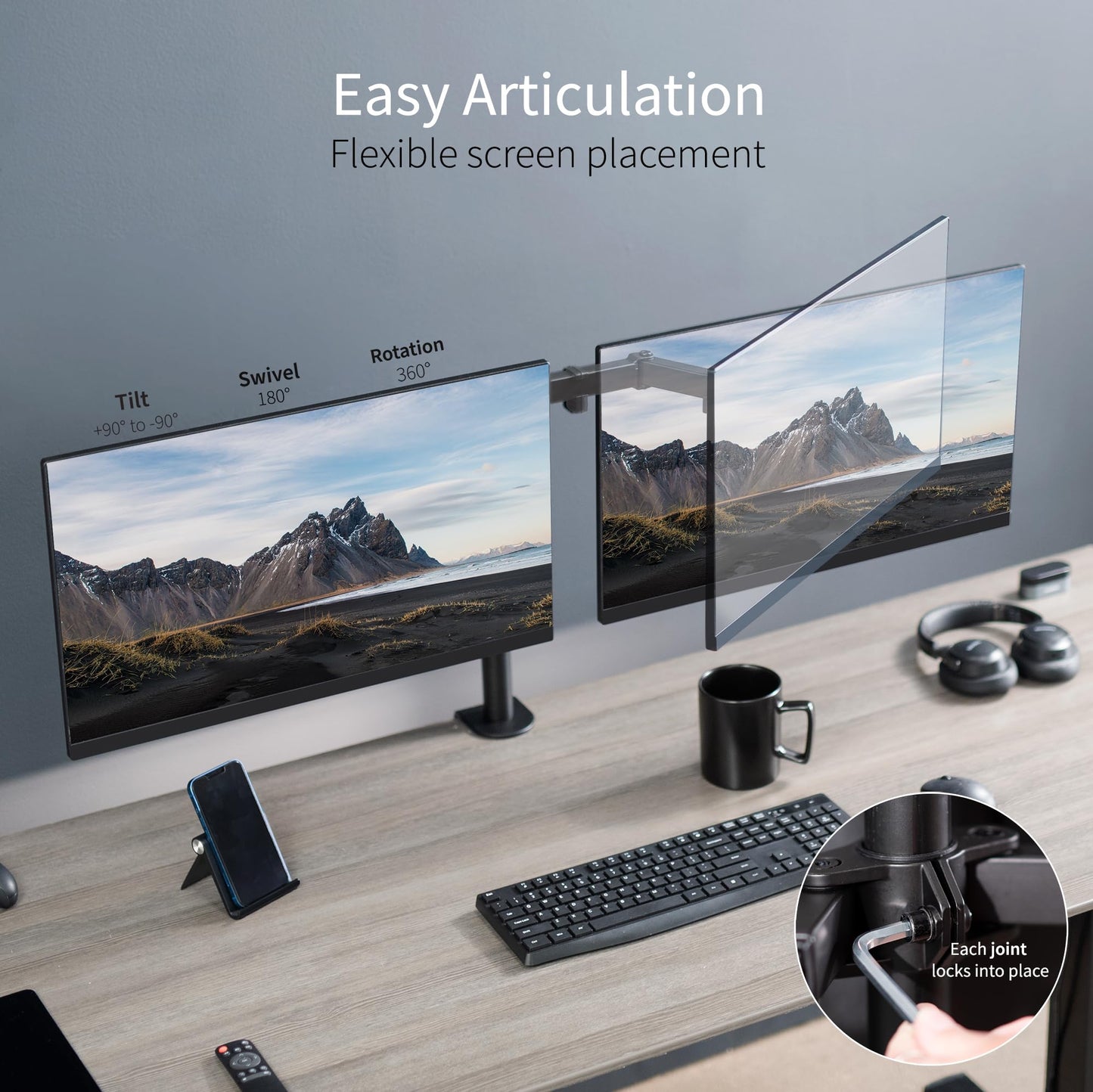 Vivo Dual Monitor Desk Mount